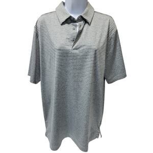 Walter Hagen 11 Majors Shirt Gray Mens M Striped Golf Polo Performance Stretch